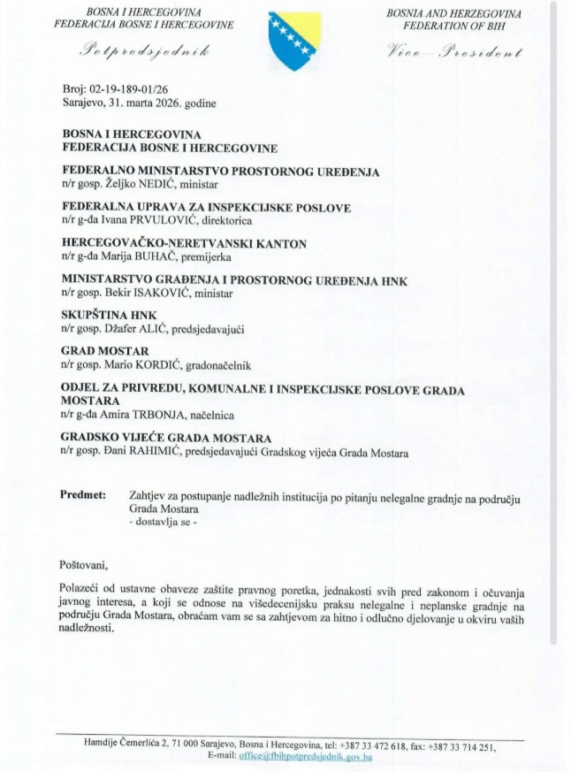 Zahtjev koji je uputio Refik Lendo