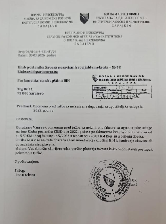 Dopis o neplaćenim računima