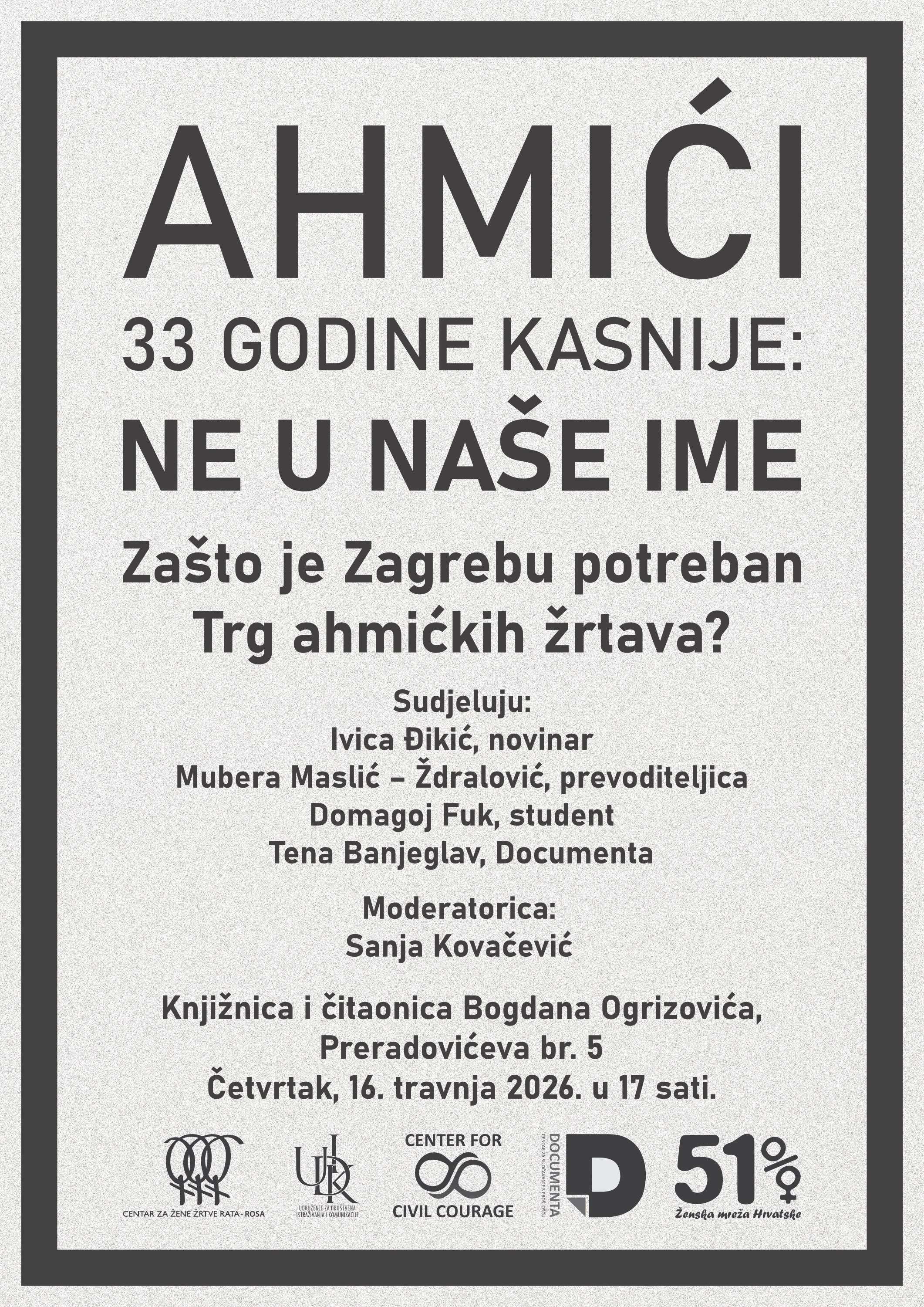 Najava tribine u Zagrebu