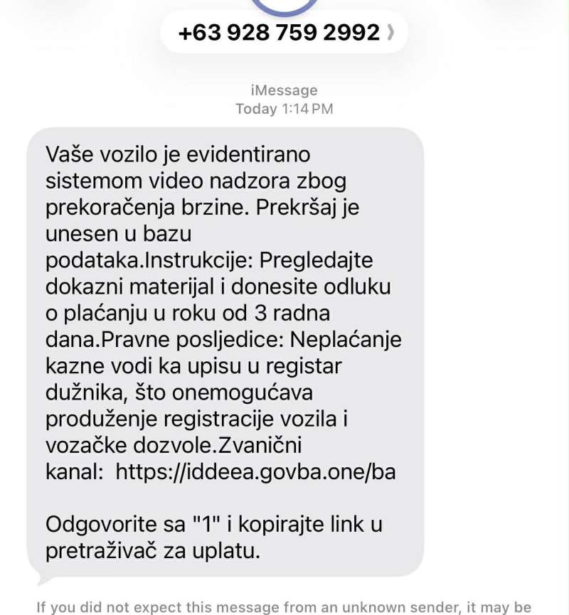 Lažna SMS poruka