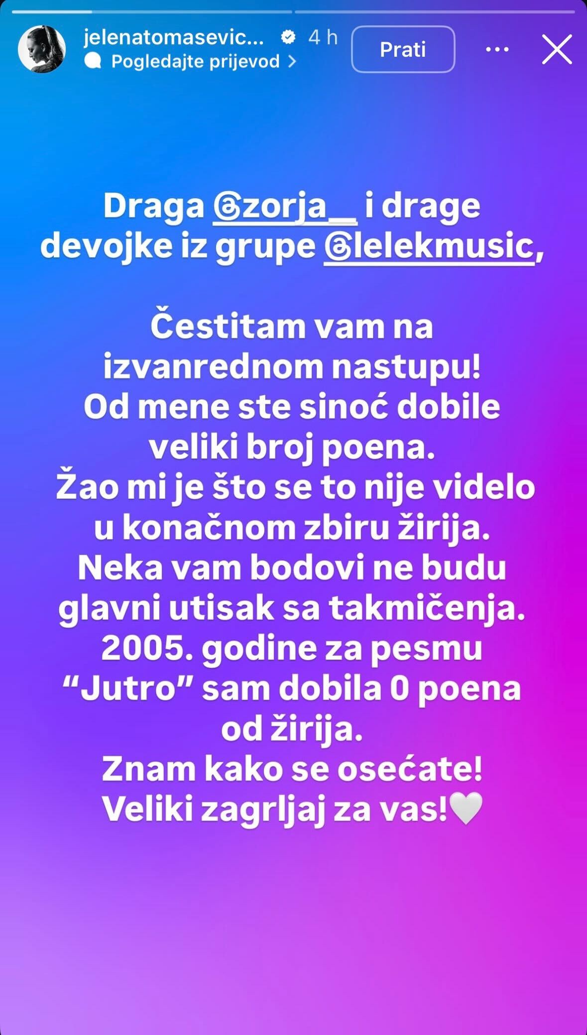 oglasila se Jelena Tomasevic