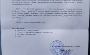 Foto: Udruženje građana Fojničani / Dopis o zabrani okupljanja
