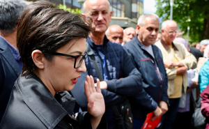 Foto: Dž.K. / Radiosarajevo.ba / Radnici Krivaje ispred Vlade FBiH