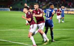 Foto: Dž. K. / Radiosarajevo.ba / Agon Elezi slavi gol protiv Željezničara