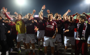 Foto: Dž. K. / Radiosarajevo.ba / Slavlje igrača FK Sarajevo nakon pobjede