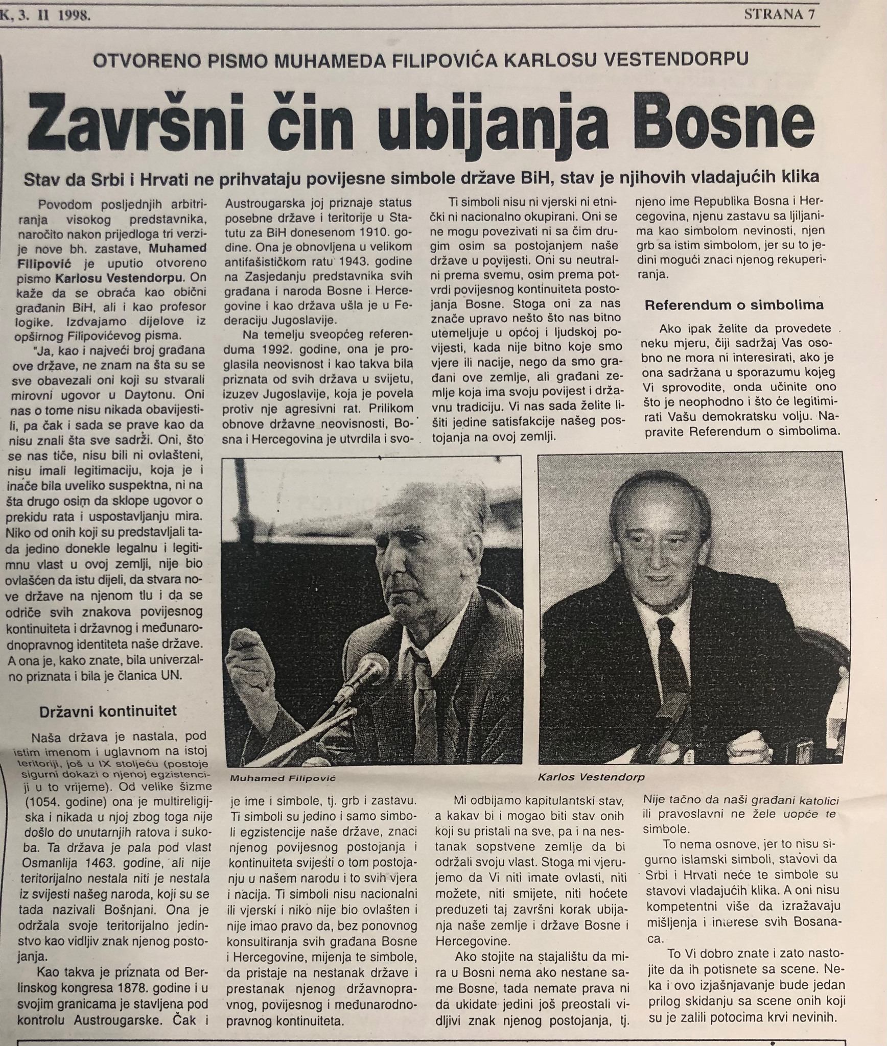 Tekst akademika Muhameda Filipovića