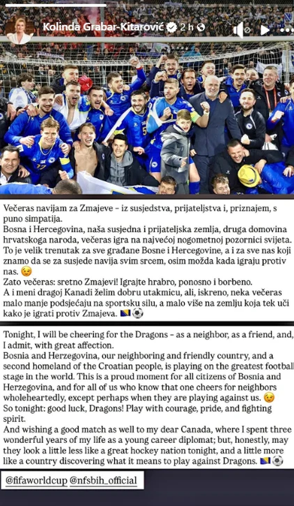 Objava Kolinde Grabar-Kitarović