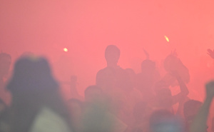 Foto: N. G. / Radiosarajevo.ba / Slavlje u fan zoni Vijećnica nakon gola Zmajeva