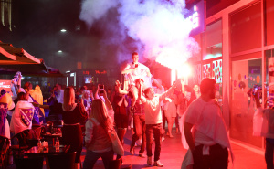 Foto: Dž. K. / Radiosarajevo.ba / Slavlje u Sarajevu nakon utakmice BiH - Katar