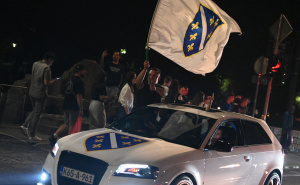 Foto: N. G. / Radiosarajevo.ba / Slavlje na uLicama Sarajeva nakon utakmice BiH - Katar