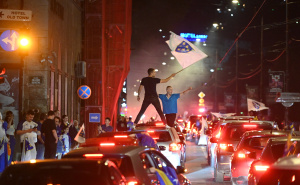 Foto: N. G. / Radiosarajevo.ba / Slavlje na ulicama Sarajeva nakon utakmice BiH - Katar