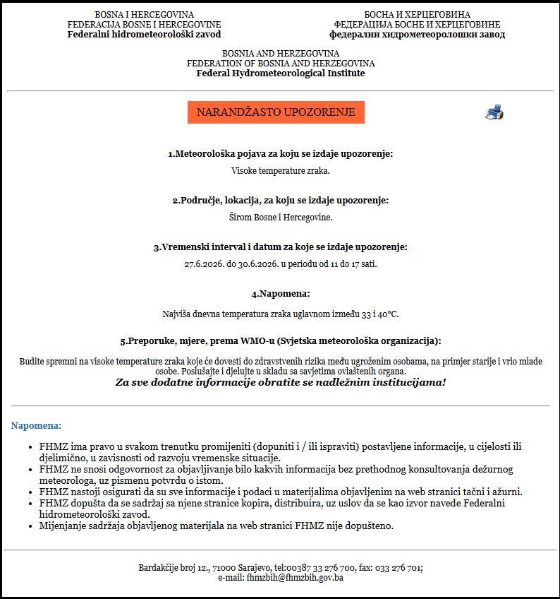 Narandžasto upozorenje