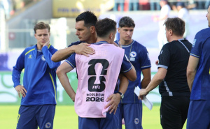 Foto: Nogometni savez BiH / Zmajevi nakon utakmice sa SAD-a