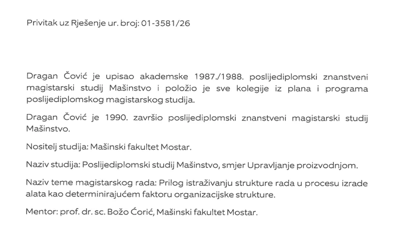 Dokumente koji je Sveučilište dostavilo Hercegovina.info