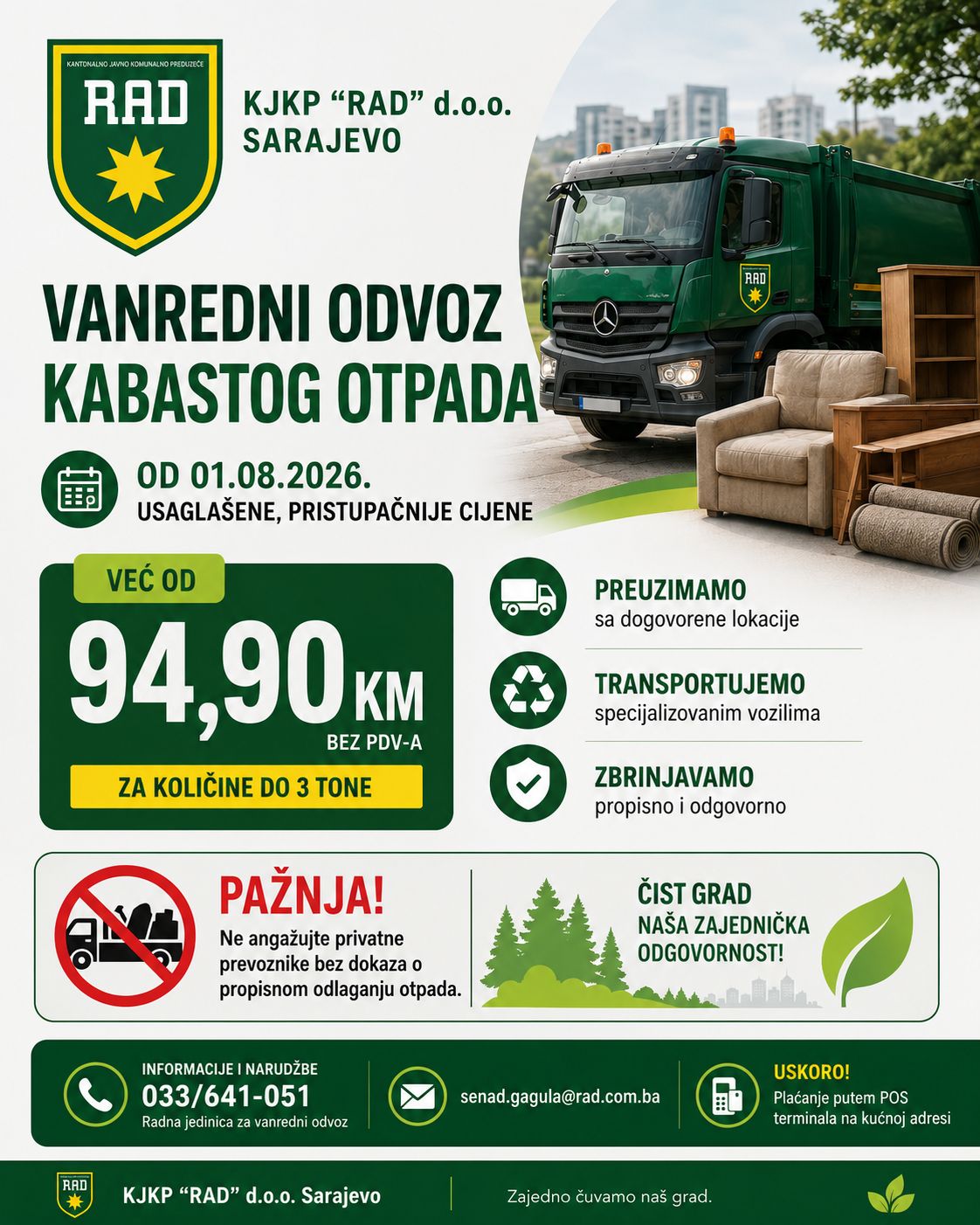 Nove cijene kabastog otpada