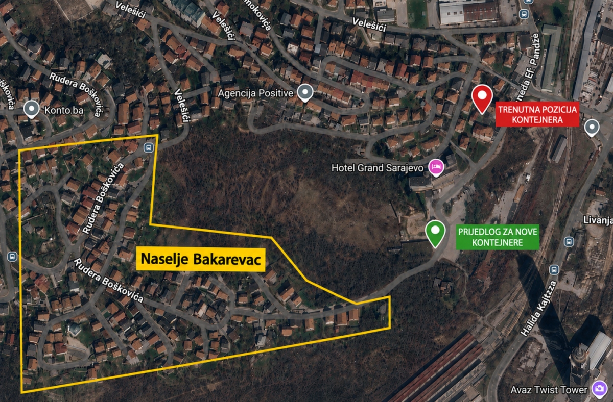 Prijedlog lokacije za nove kontejnere