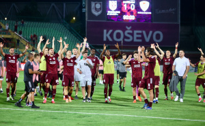 Foto: Dž. K. / Radiosarajevo.ba / Slavlje igrača Sarajeva nakon pobjede nad Borcem