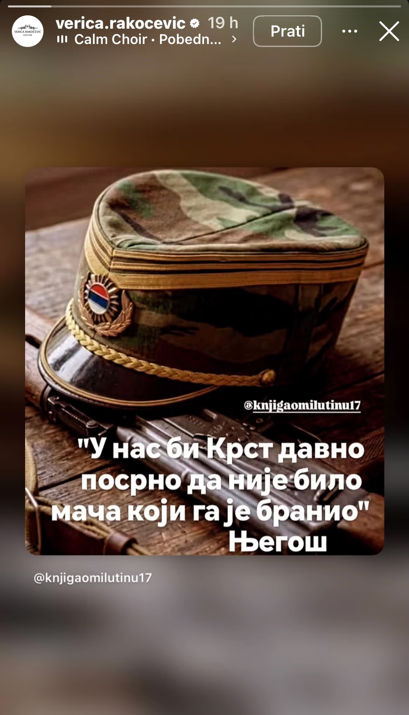 @verica.rakocevic - Dizajnerica na svom profilu veliča zločinca Mladića