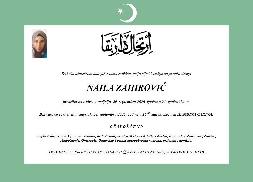 Smrtovnica Naile Zahirović