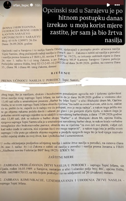 Mjere zabrane za Nahlu/Samiru Tepić