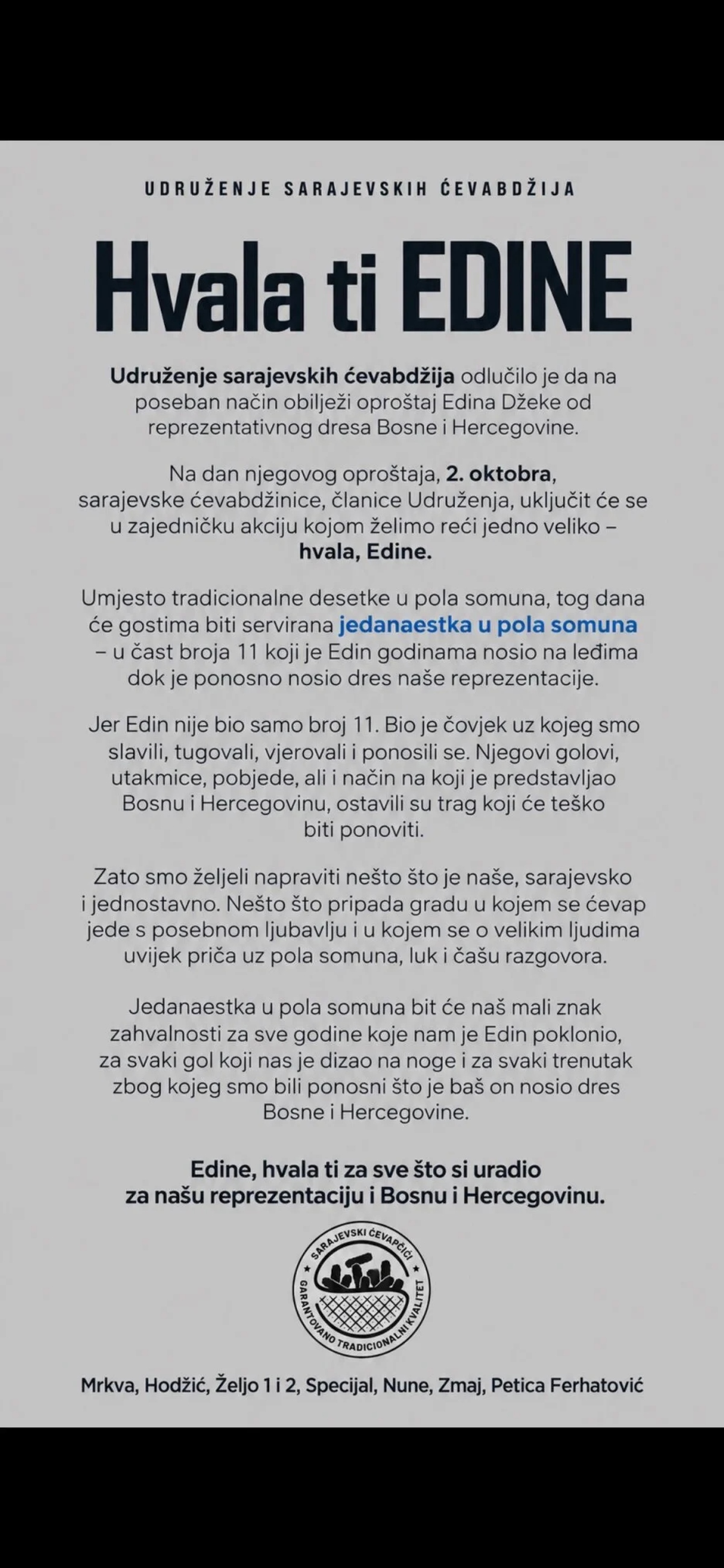 Odluka sarajevskih ćevabdžija