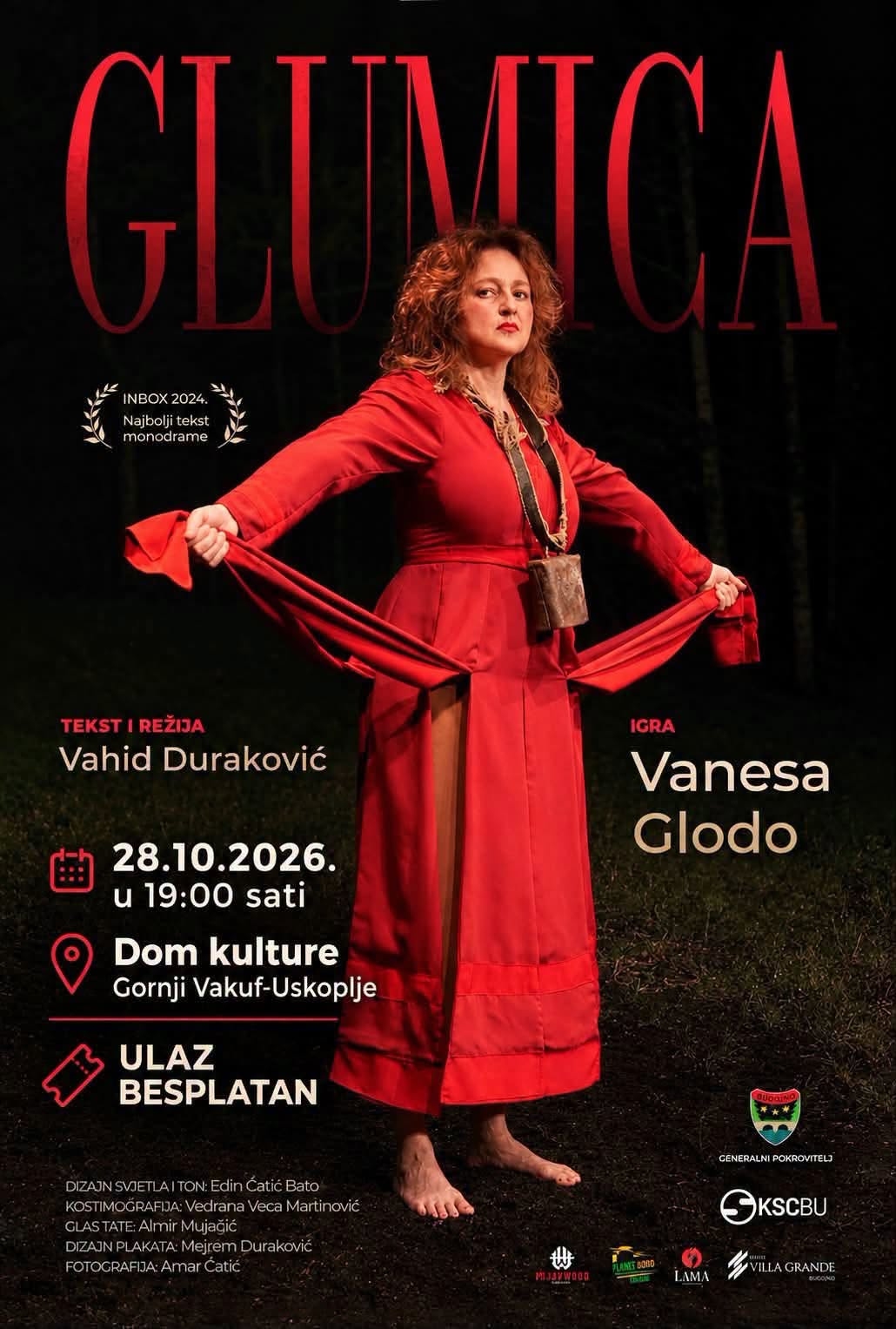 Vanesa Glođo u monodrami „Glumica“ večeras u Gornjem Vakufu-Uskoplju